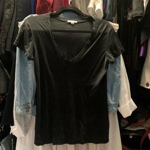 James Perse V-Neck Black Tee Size 1